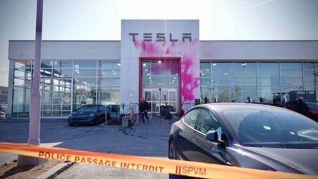 Montreal Tesla dealership vandalized amid backlash against Elon Musk
